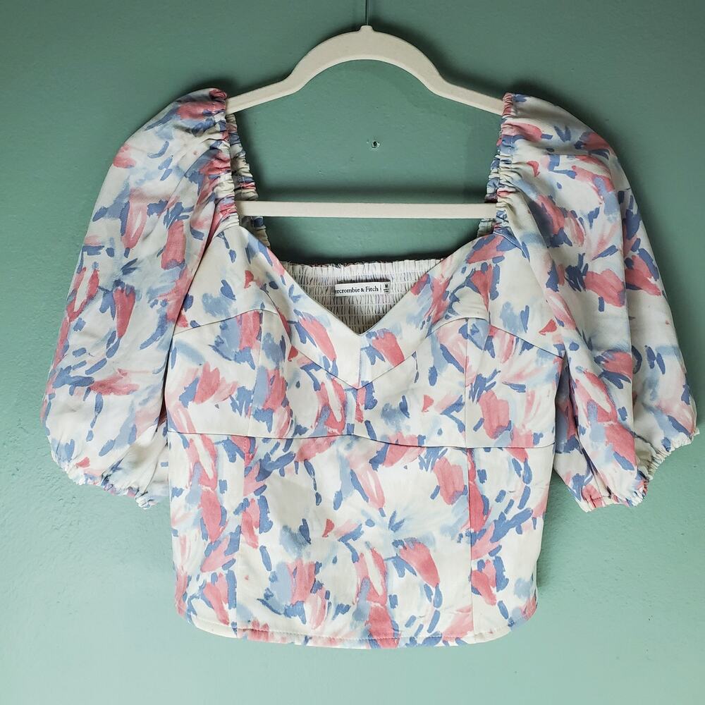 Abercrombie & Fitch Womens Puff Sleeve Sweetheart Neckline Corset Top Size M